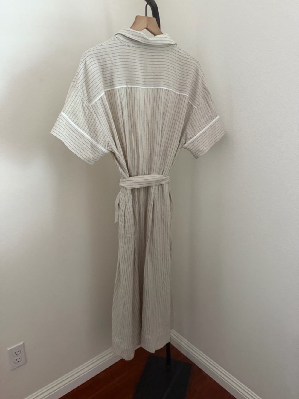 Tuckernuck Cream & Black Pinstripe Button-Front Shirt Dress Kate - Picture 7 of 8